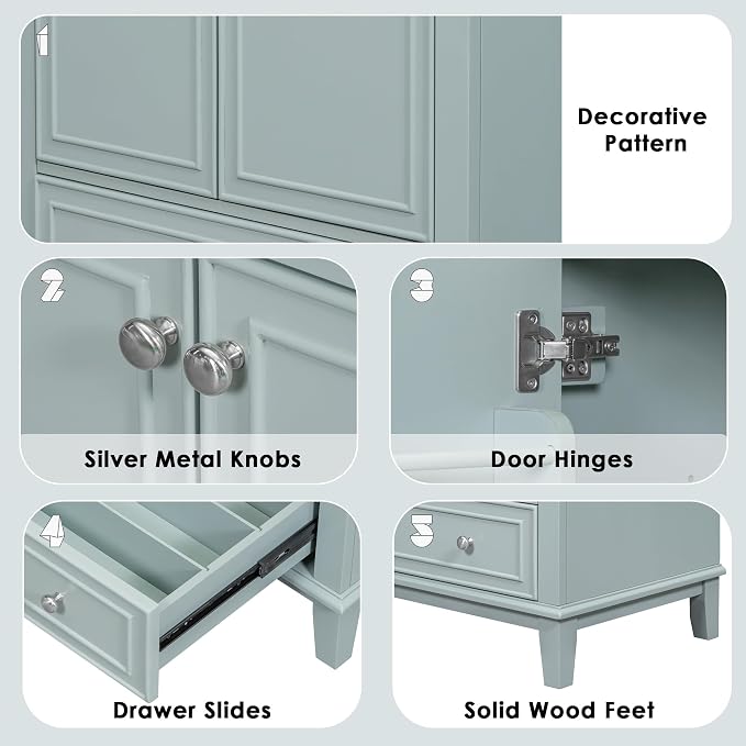 Ouch Cart Modern Blue Bathroom Vanity Cabinet