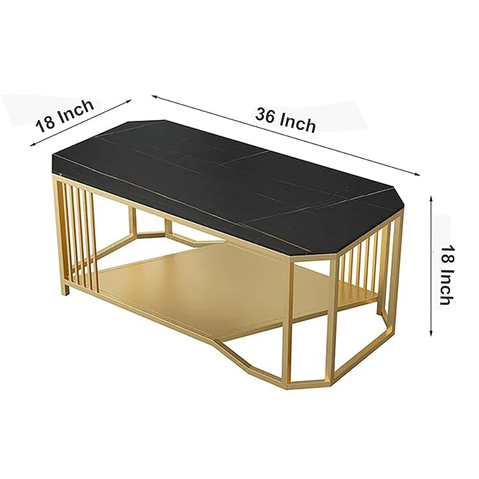 Room Accent Coffee Table, Simple Design Sofa Side Table-Black Gold