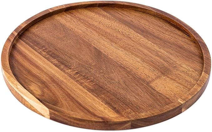 Wooden Round Tray Versatile Home Decor Accent for Serving and Display Small Wooden Serving Tray, Candle Holder Tray Home Decor Ouch Cart