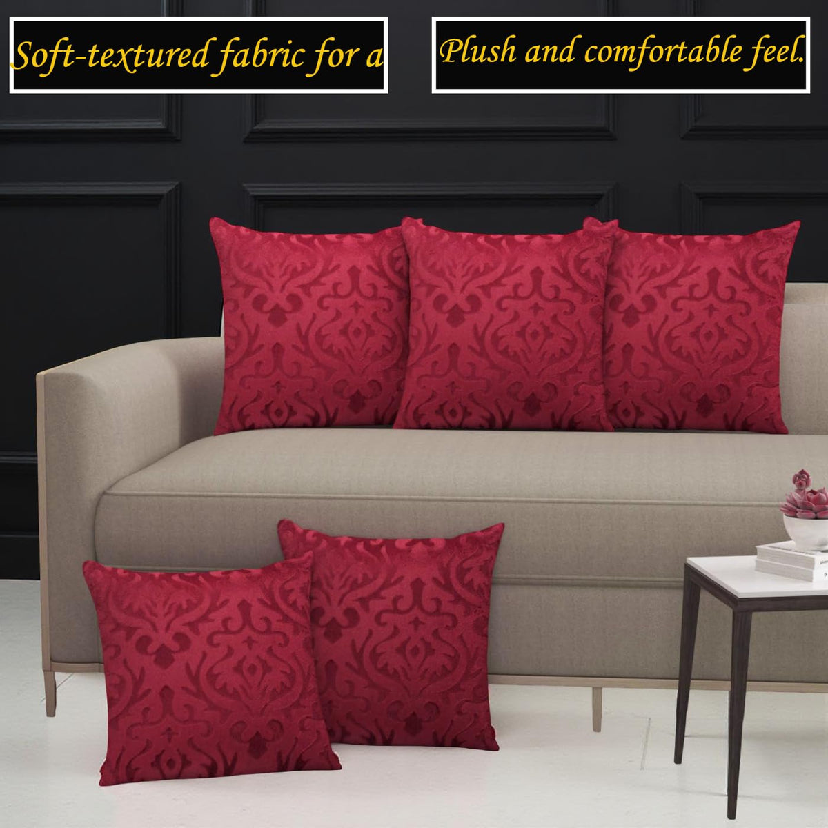 Stylish Geometric Velvet Cushion Covers 20 x 10 Inch, Set of 5 OUCH CART