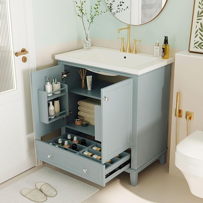 Ouch Cart Modern Blue Bathroom Vanity Cabinet