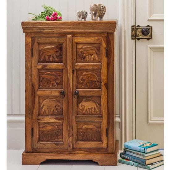 sheesham Wood Storage gajraj Cabinet 60x35x90 CM | Book Storage | Sideboard (Honey Finish)