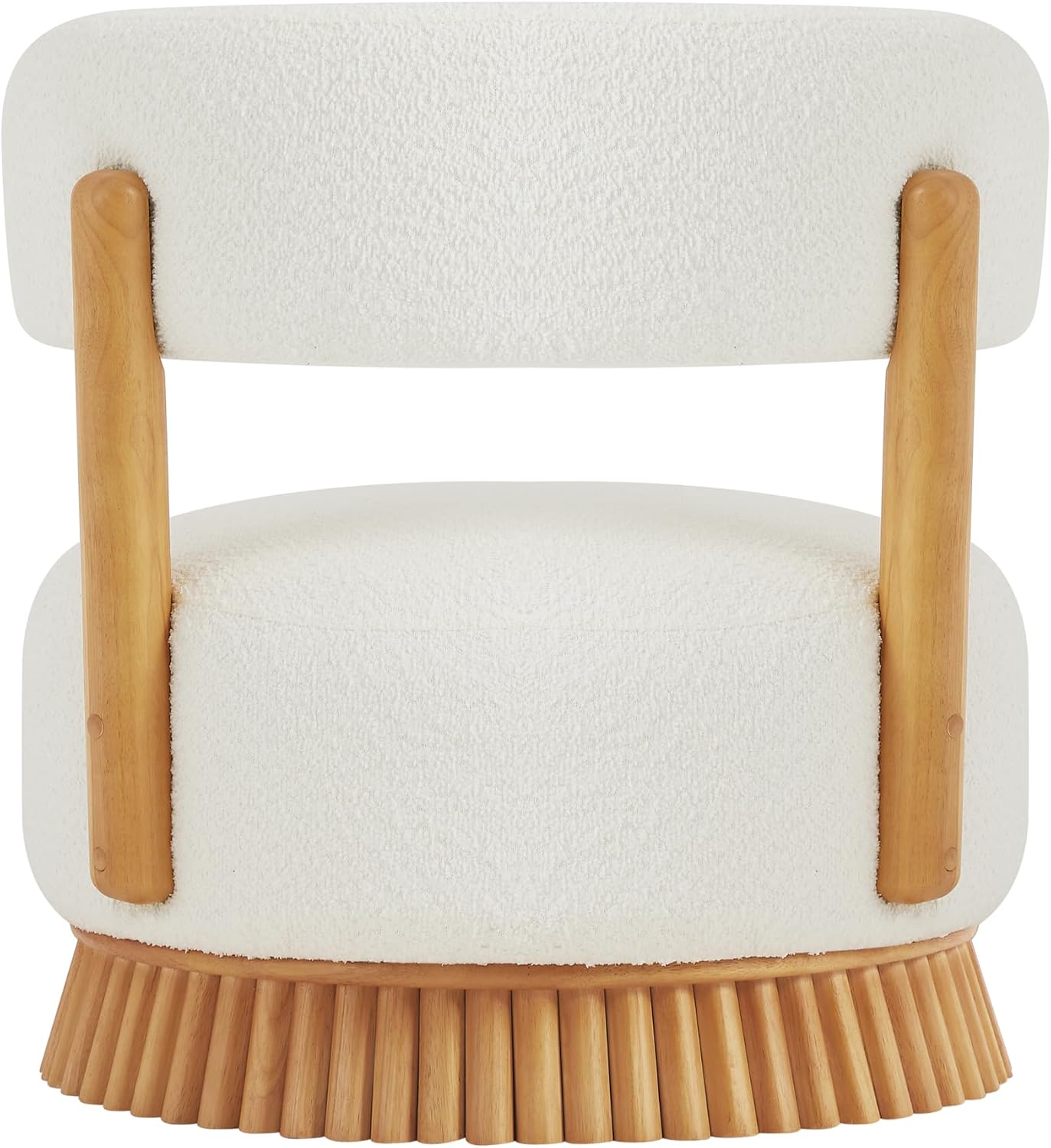 Ouch Cart Modern Upholstered Accent Chair | Stylish Round Lounge Chair with Wooden Base