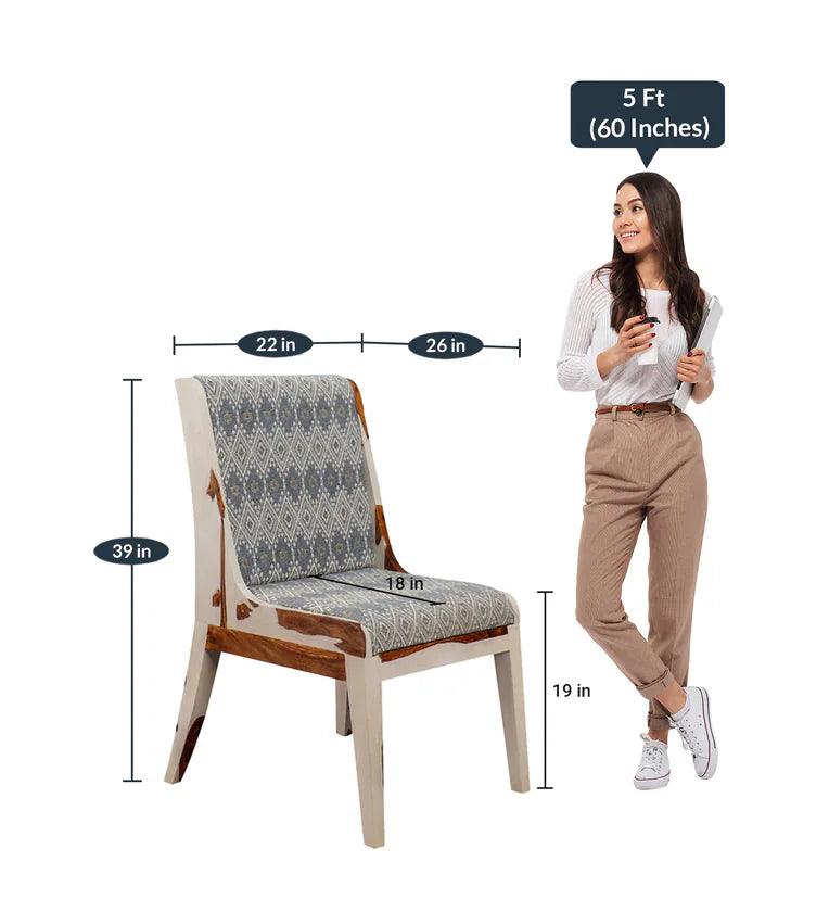 Sheesham Wood 4 Seater Dining Set in Vintage White & Teak Finish - Ouch Cart