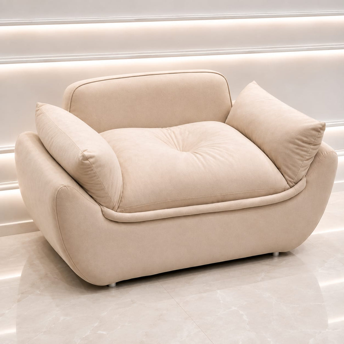 Ouch Cart Modern Luxury 2 Seater Sofa | Plush Cream Upholstered Sofa for Living Room OUCH CART