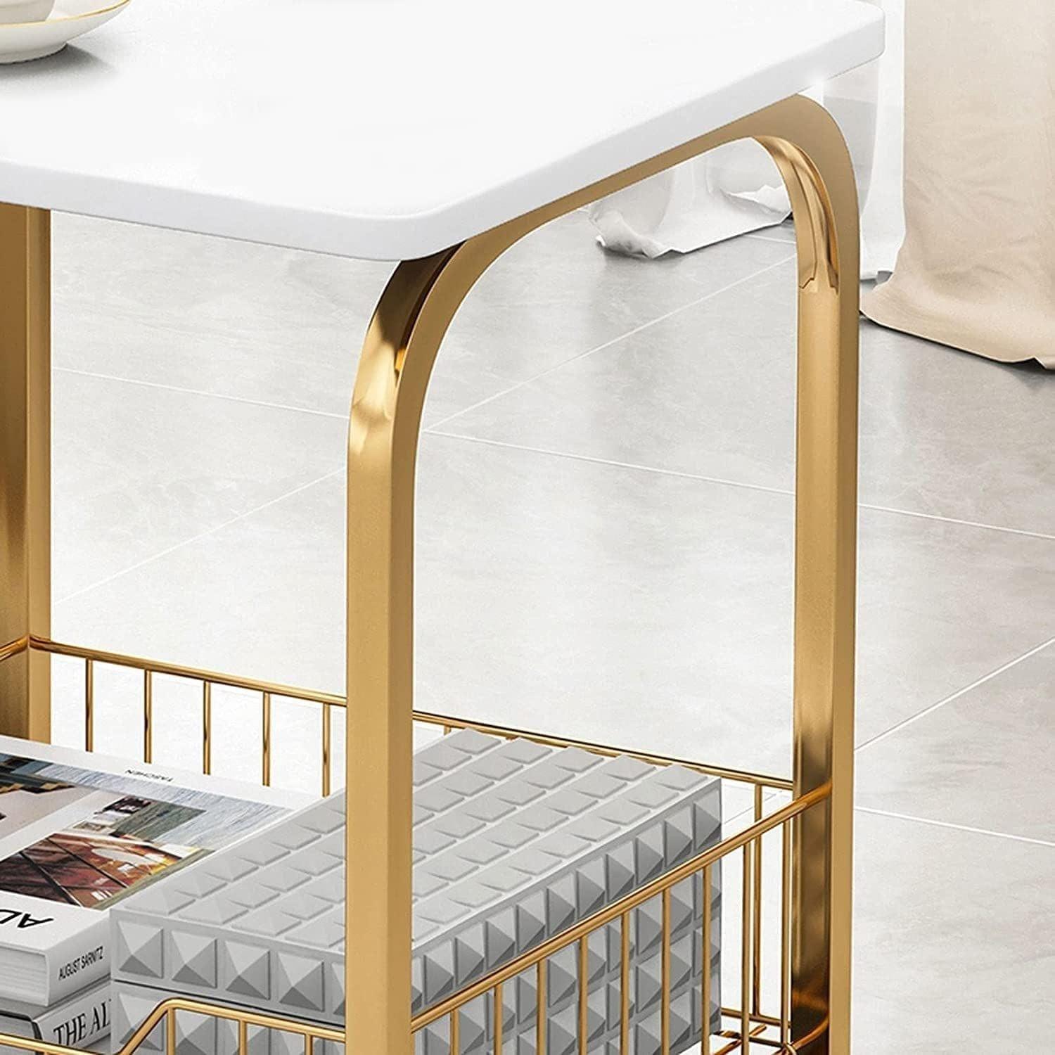 Paige Square Sofa Side Basket Table for Living Room - Ouch Cart