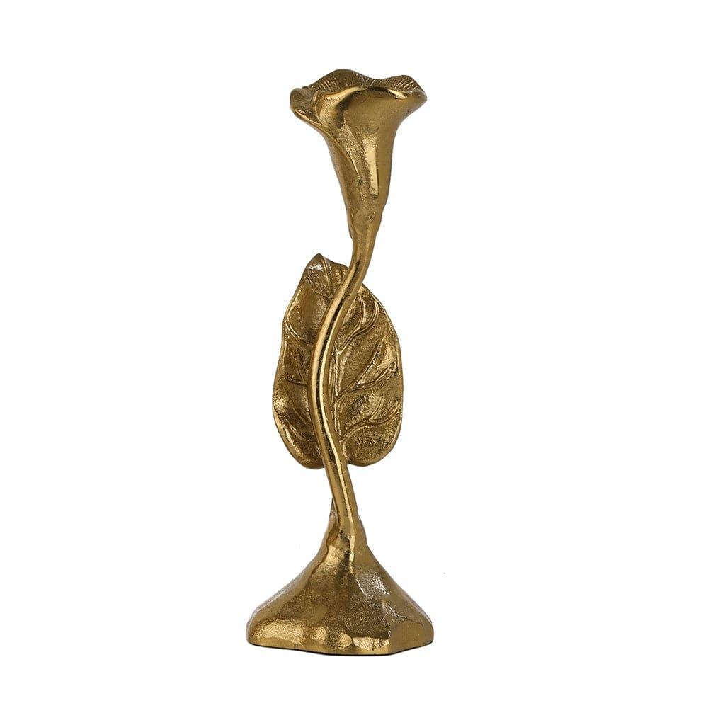 Jules Leaf Candle Holder Small Gold - Ouch Cart