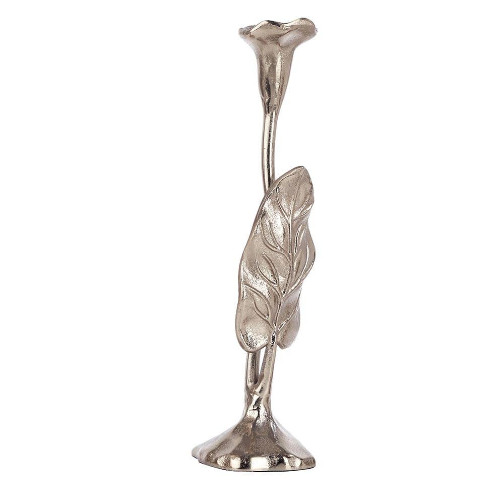 Jules Leaf Candle Holder Small Silver - Ouch Cart
