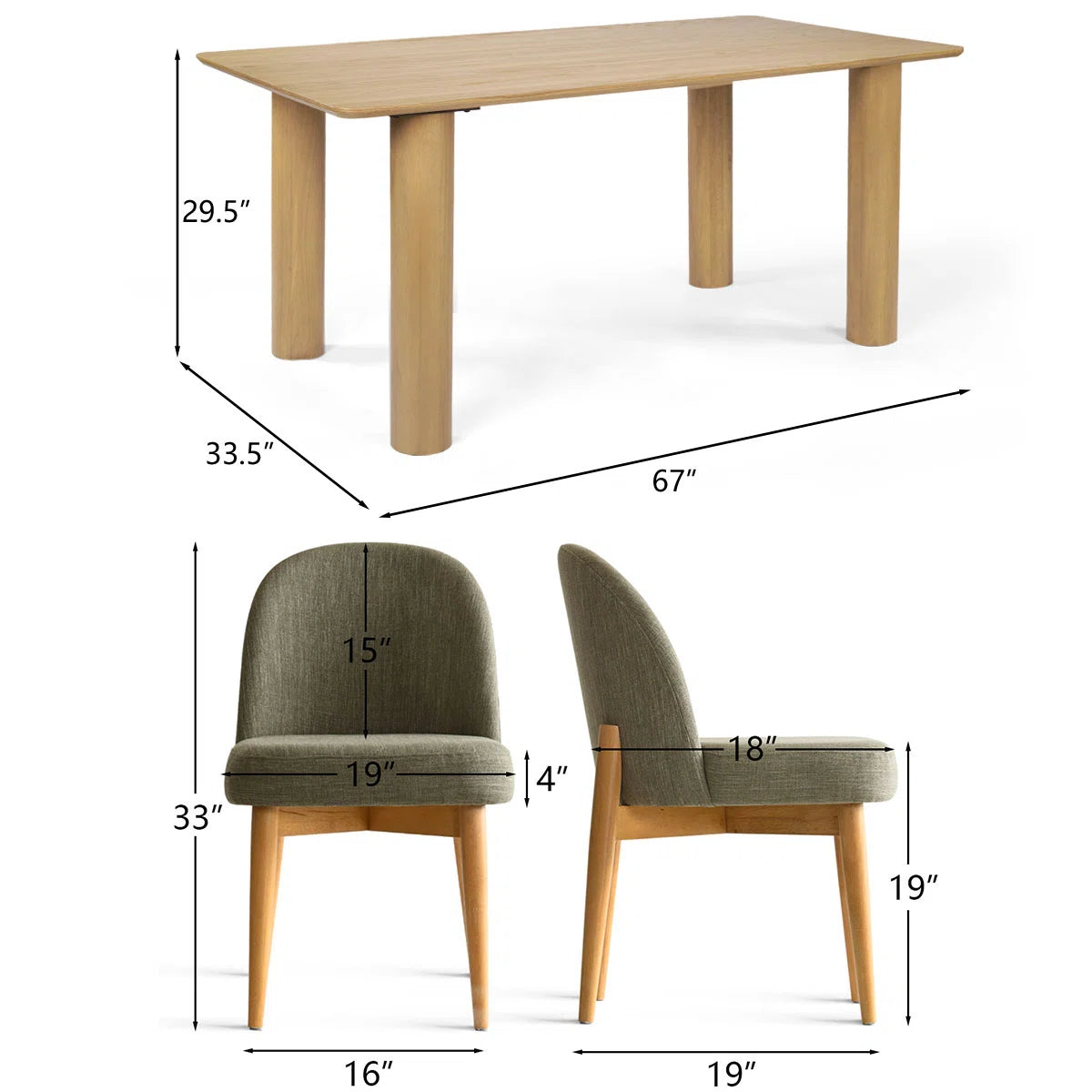 7 - Piece Solid Wood Dining Set- OUCH CART