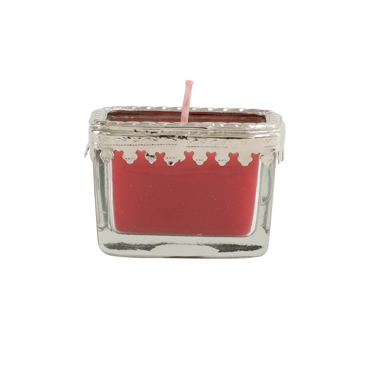 cherry blossom red scented candle glass jar with Silver ring M.M.I. OVERSEAS