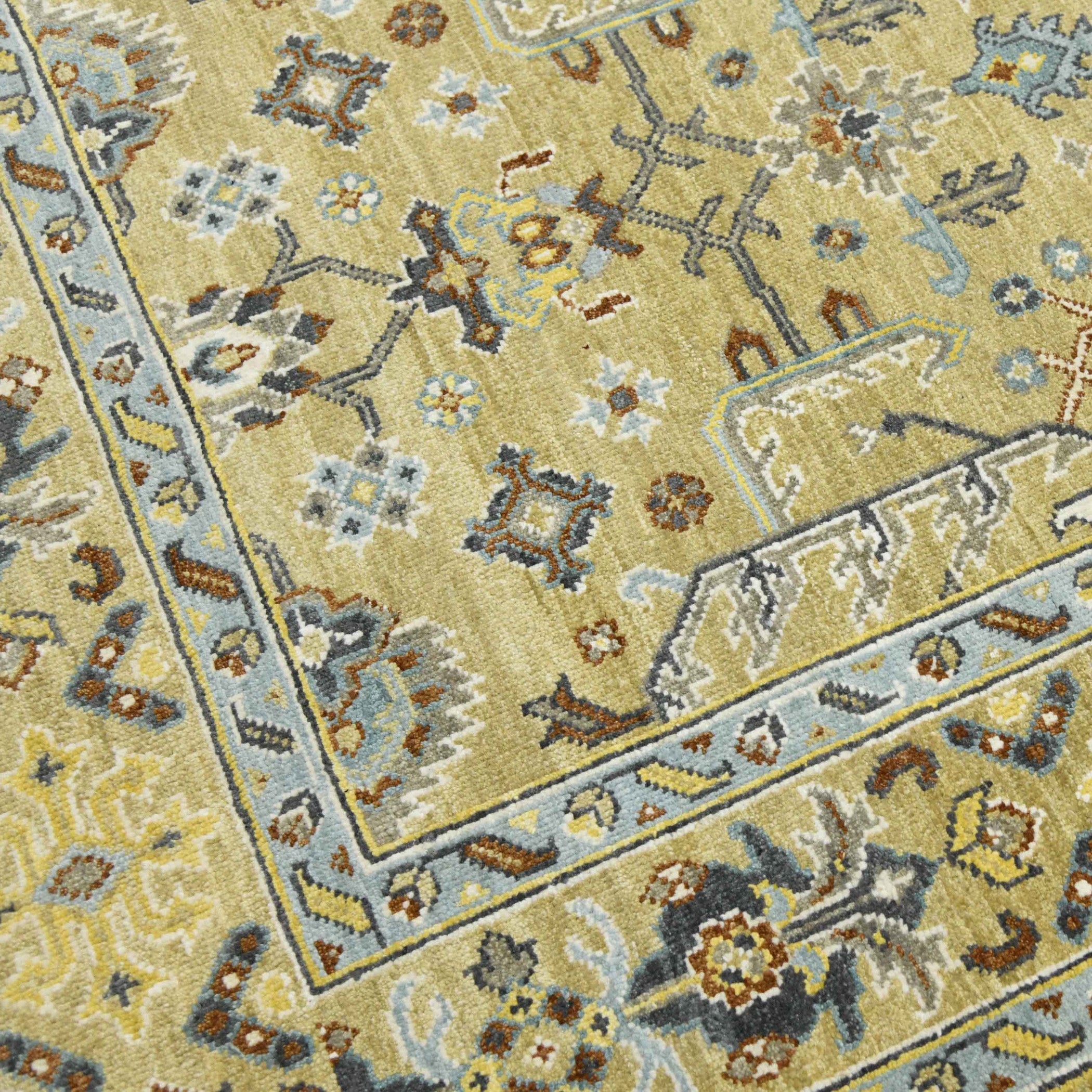 Bristol Traditional Pattern Hand Knotted Rectangle Anti-Skid Designer Carpet, Area Rug For Bed Room, Living Room - 9'x12'