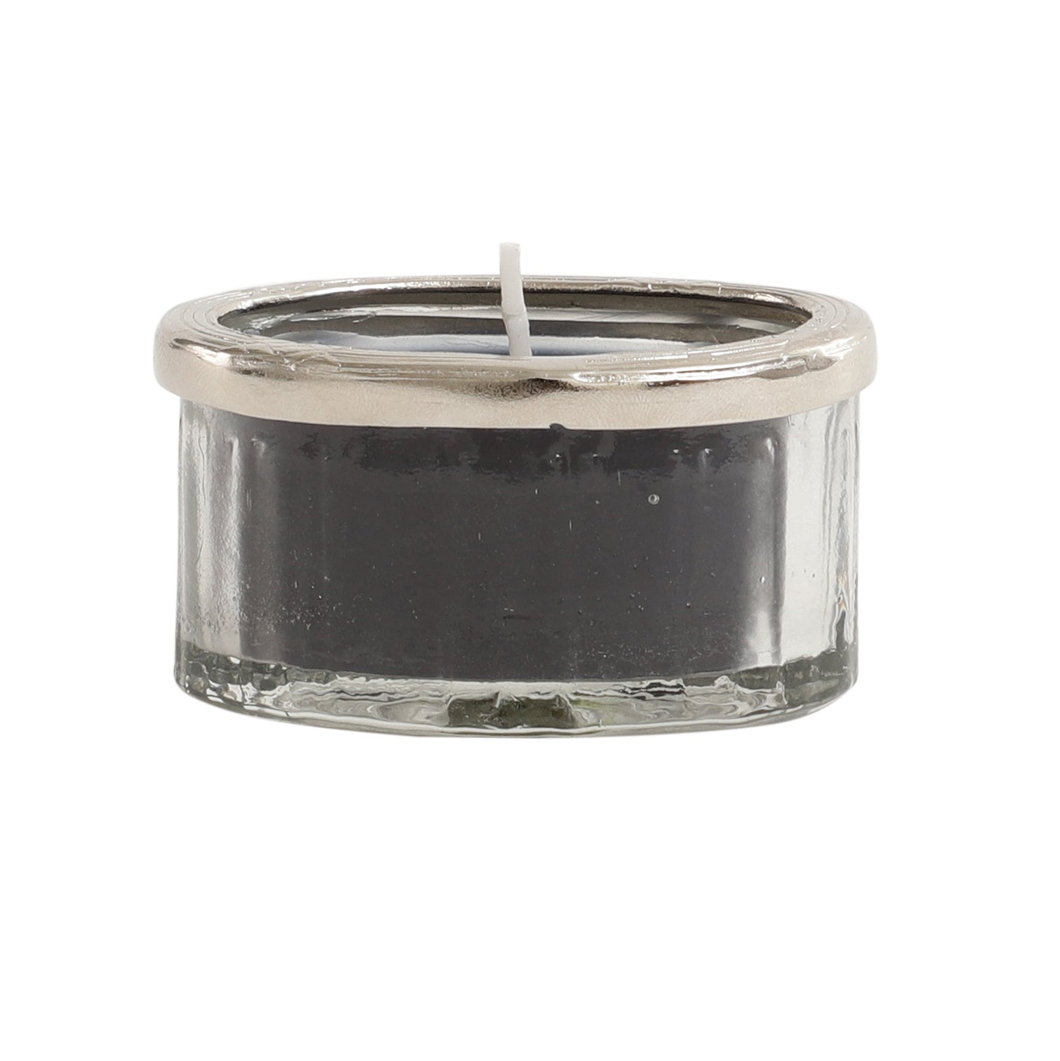 Black Velvet Scented Candle Jar With Silver Ring M.M.I. OVERSEAS