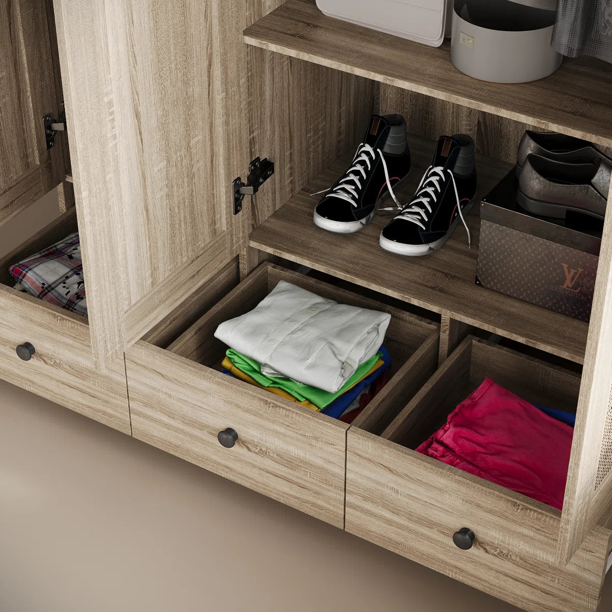 Coleridge Wardrobe Armoire – Elegant Solid Wood Storage Cabinet for Bedroom OUCH CART