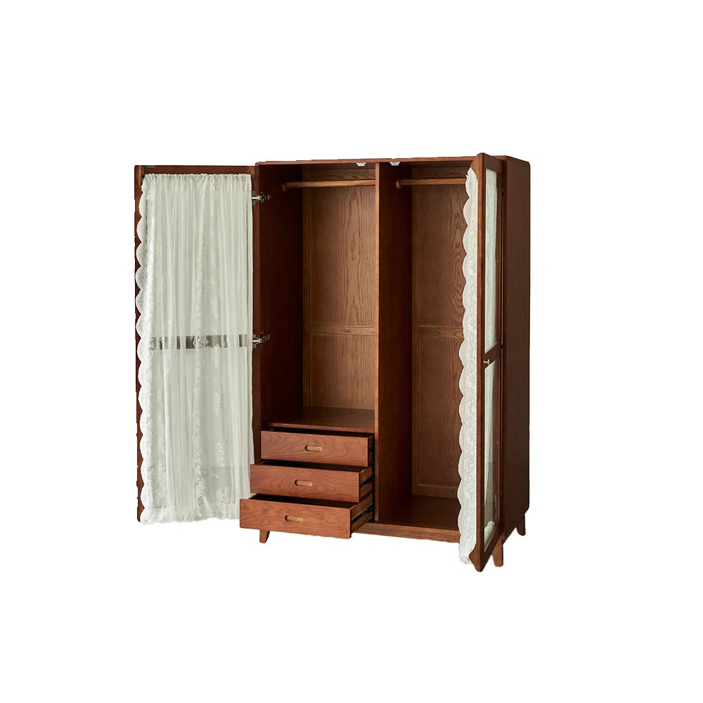 Retro French Style Wardrobe – Minimalist Elegant Bedroom Armoire