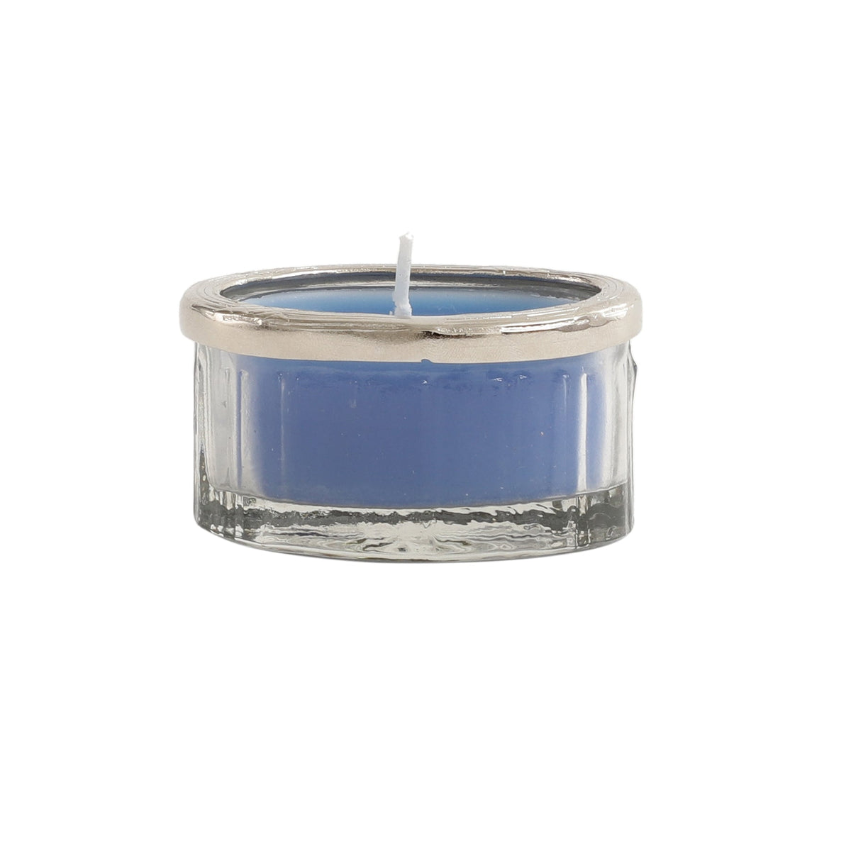 ocean breeze blue Scented candle jar with Silver ring M.M.I. OVERSEAS
