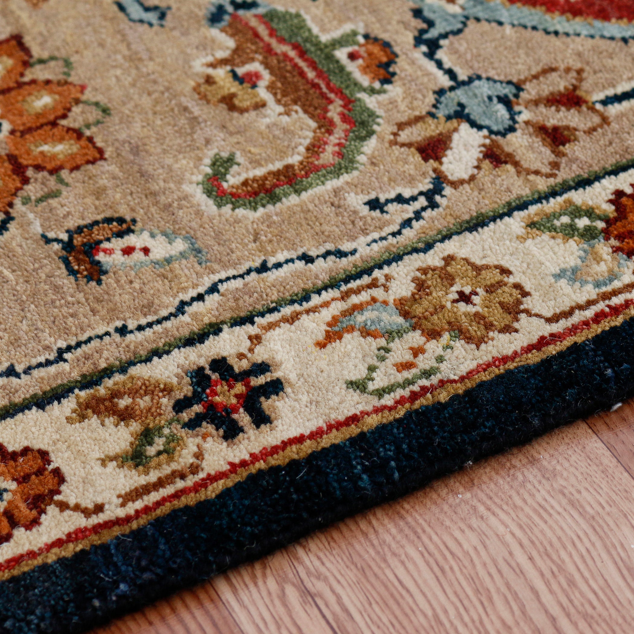 Heritage Classic Pattern Hand Knotted Rectangle Anti-Skid Designer Carpet, Prayer Rug For Office Cabins, Small Living Spaces - 4'X6' Saraswati Global