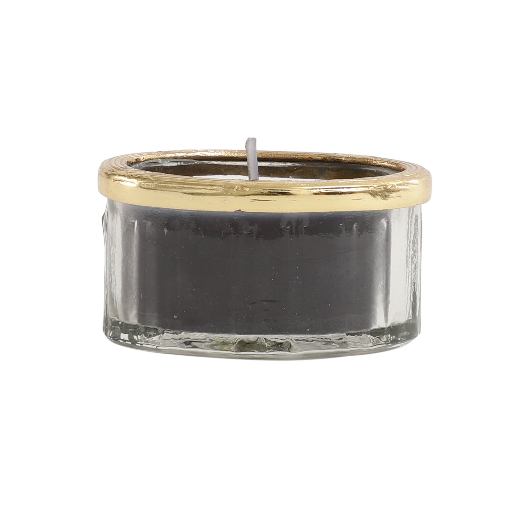 Black Velvet Scented Candle Jar With Golden Ring M.M.I. OVERSEAS