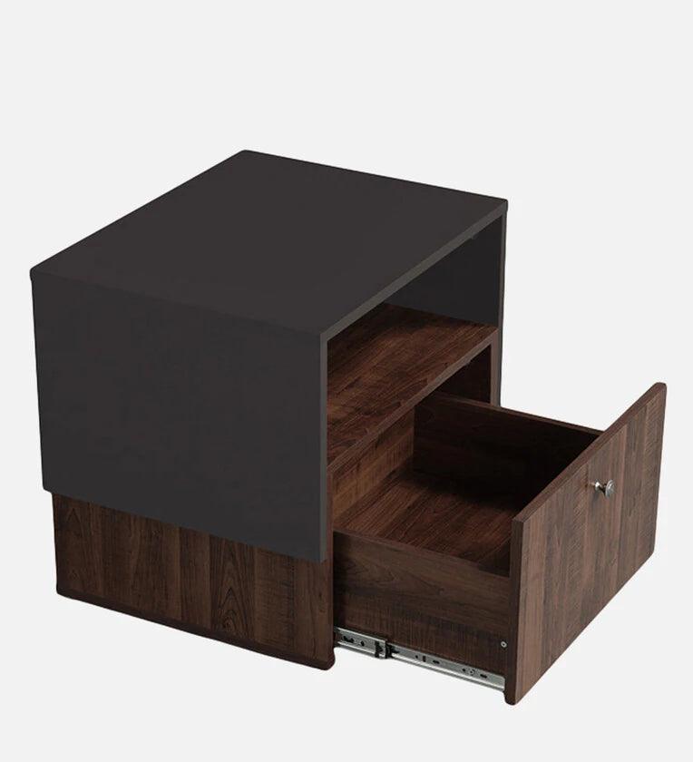 Bedside Table in Dark Walnut Finish with Drawer - Ouch Cart