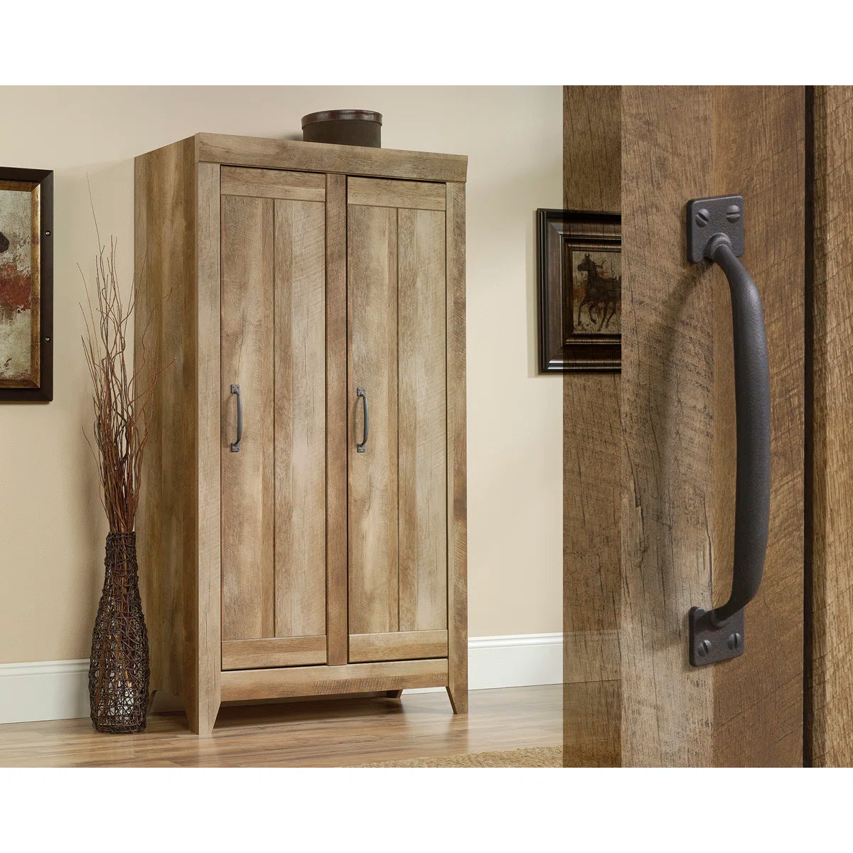 Fullon Wide Wooden Storage Cabinet – Contemporary Organizer with Shelves & Doors