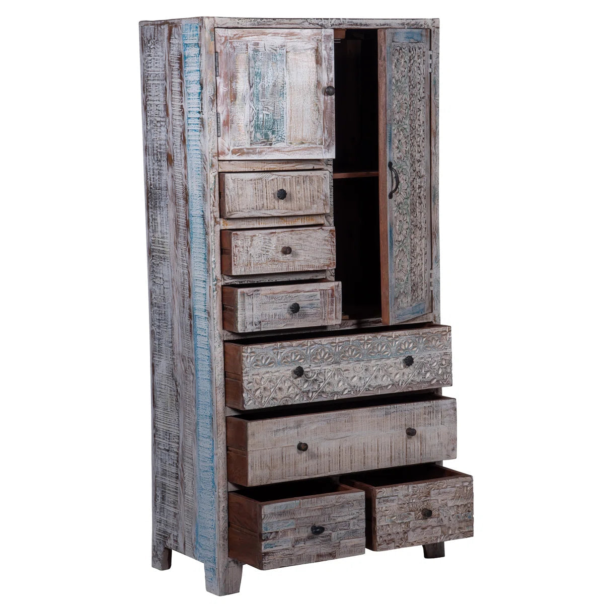 Eilidhi Wooden Armoire Solid Wood Wardrobe Stylish Bedroom Furniture Ouch Cart