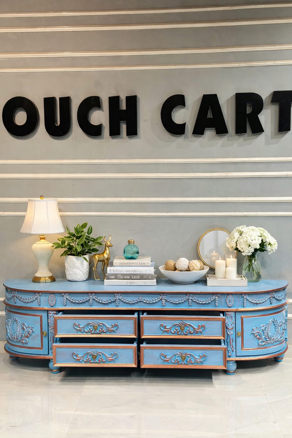 American Style Solid Wood Carved TV Cabinet