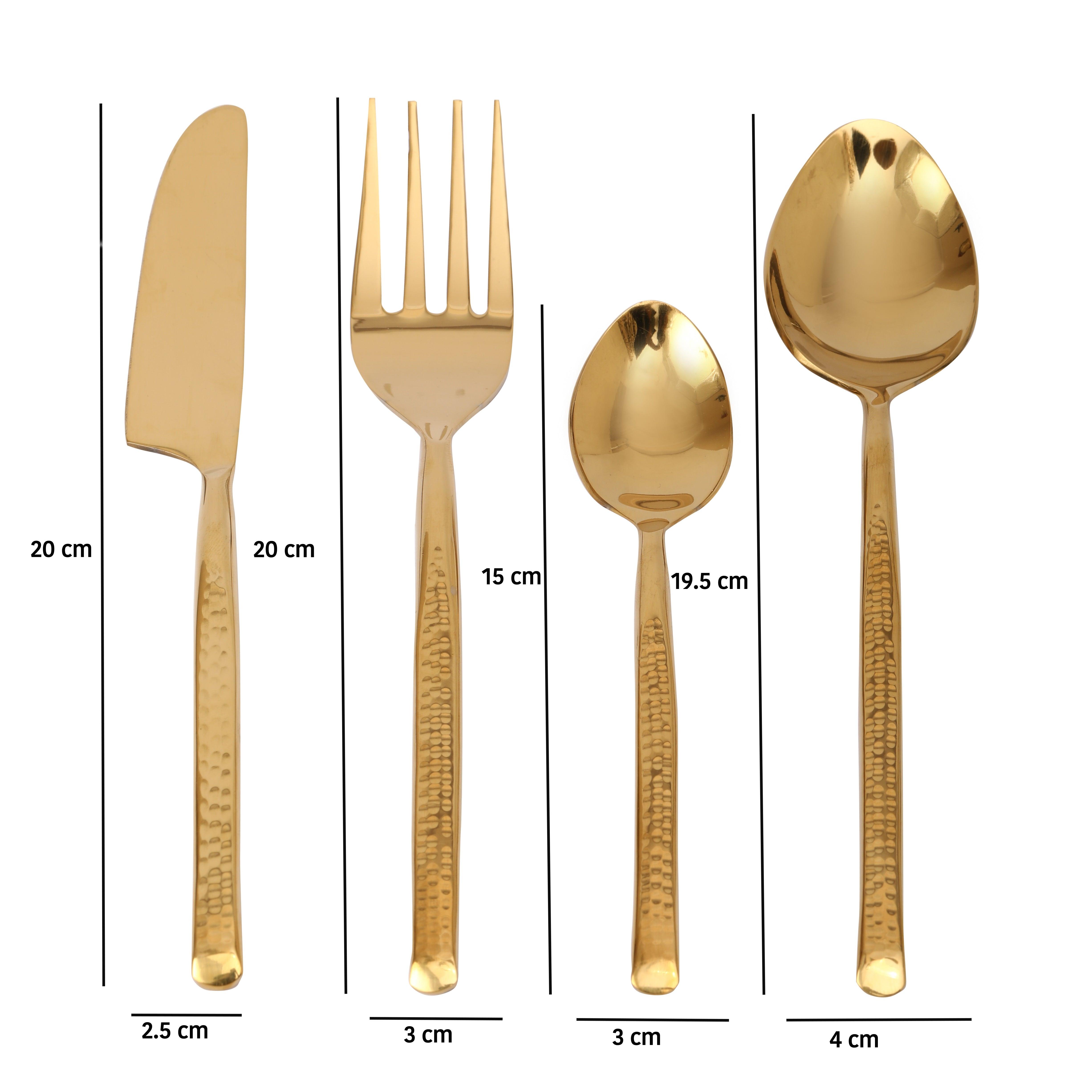 Artisan Dot Hammered Gold Cutlery Set of 24 - Ouch Cart