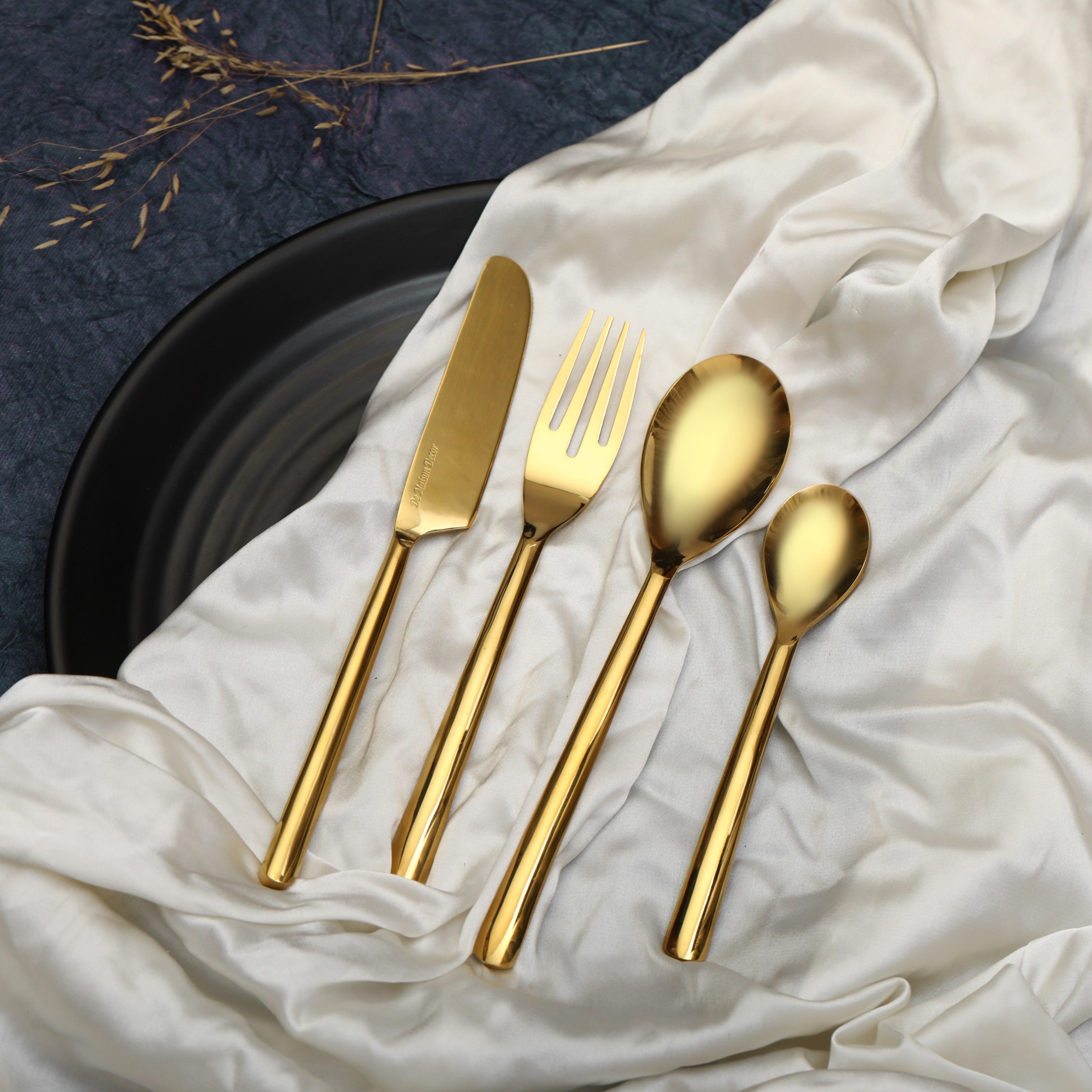 Ava Luxe Gold Cutlery Set of 16 - Ouch Cart