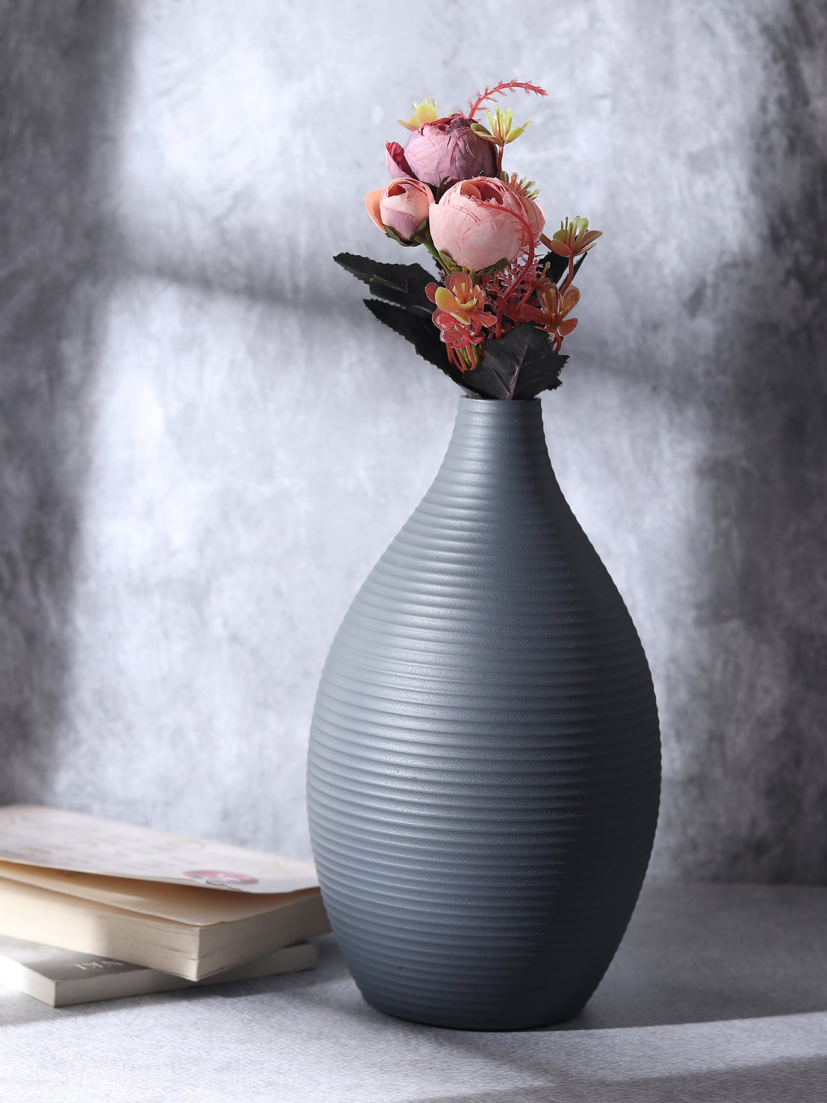 Vesera Graphite Black Enamel Vase M.M.I. OVERSEAS