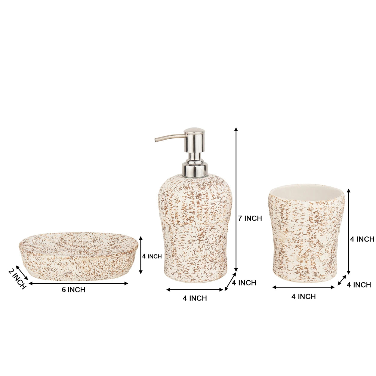Pebble Patina Ceramic Bath set with brown finish