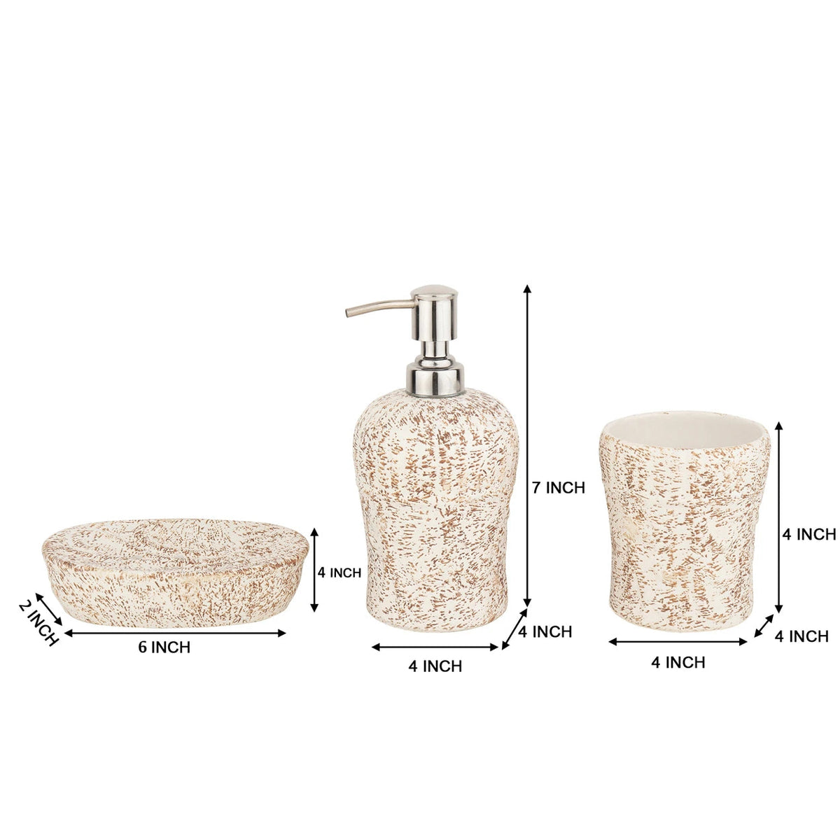 Pebble Patina Ceramic Bath set with brown finish M.M.I. OVERSEAS