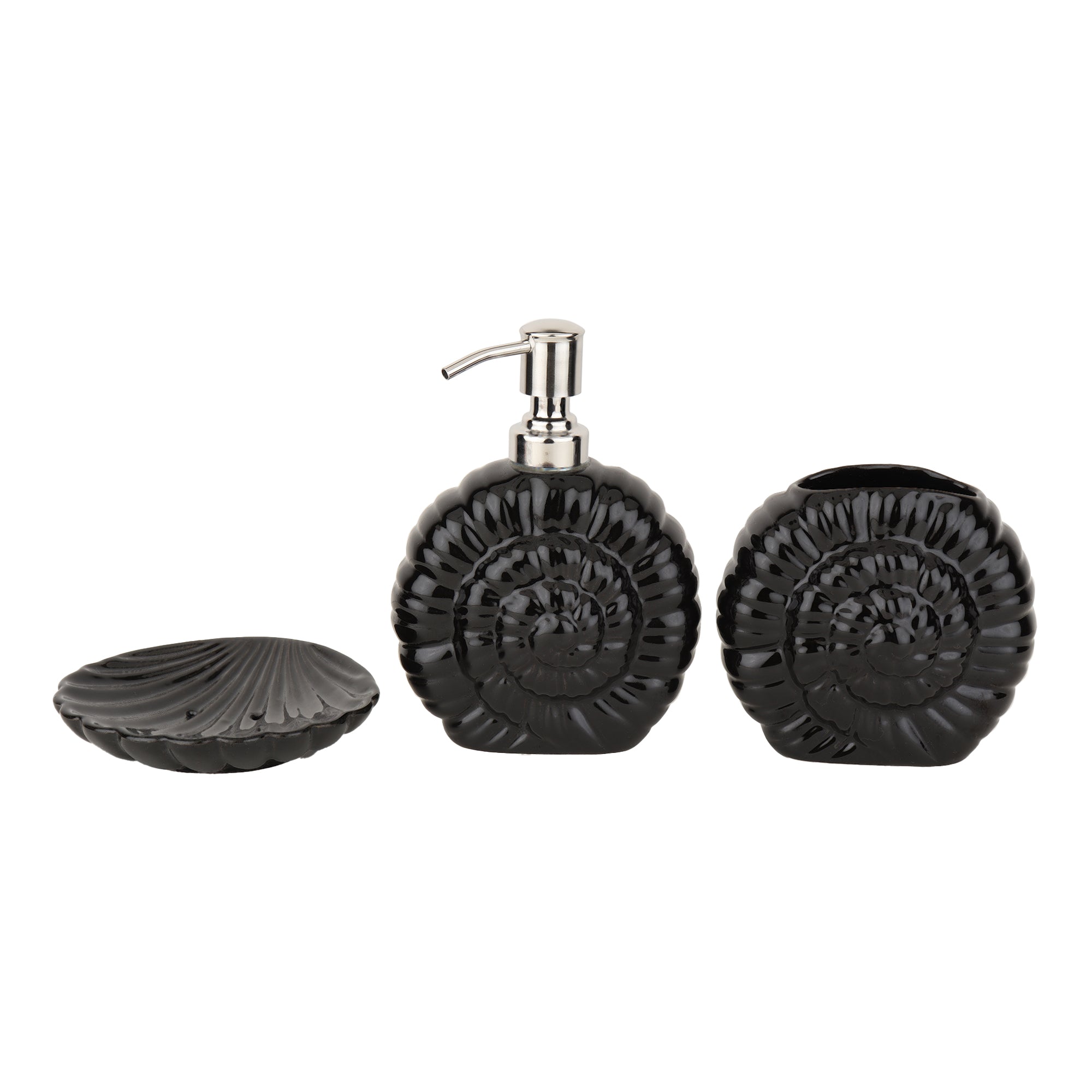 Shell Serenity Ceramic Bath Set In Black M.M.I. OVERSEAS