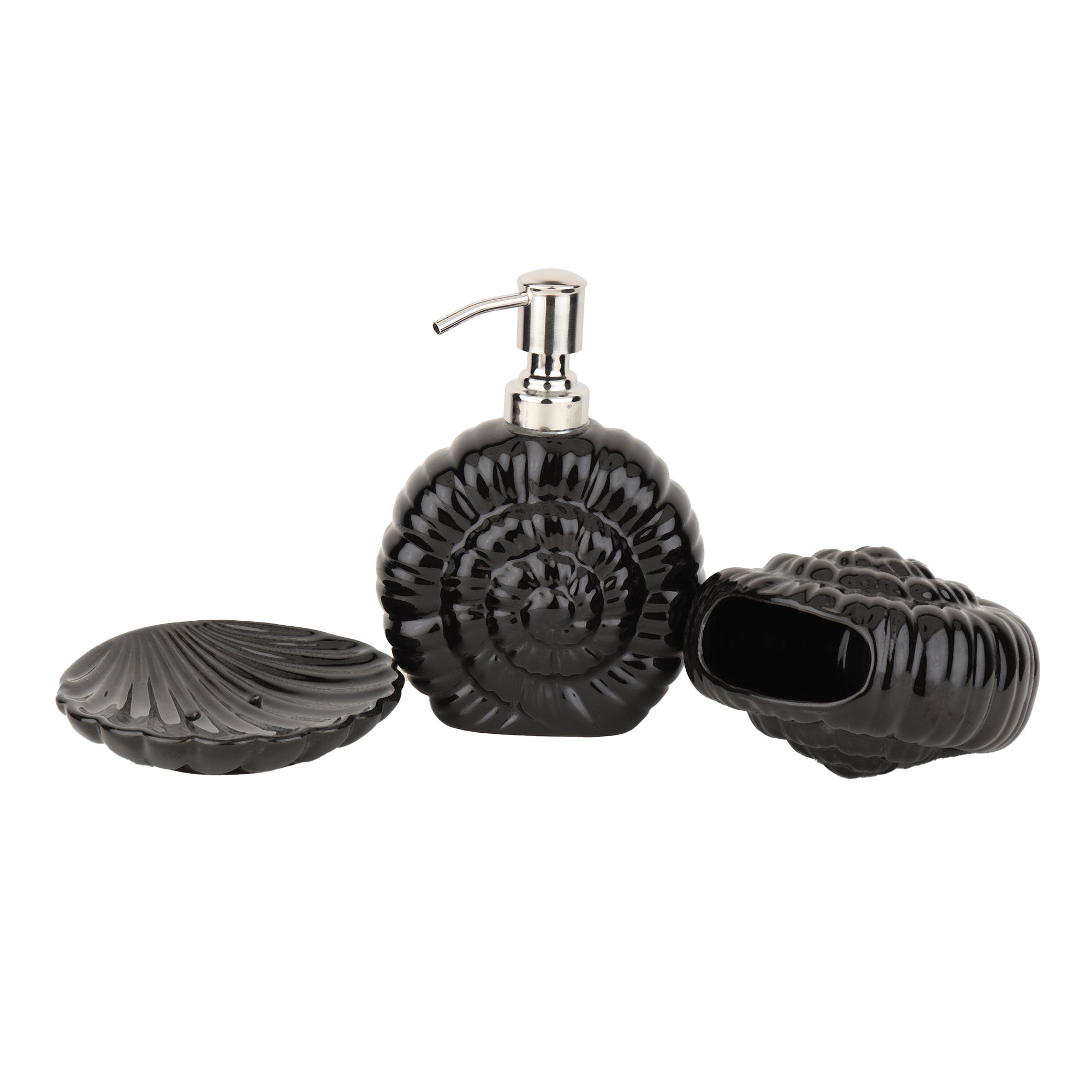 Shell Serenity Ceramic Bath Set In Black M.M.I. OVERSEAS