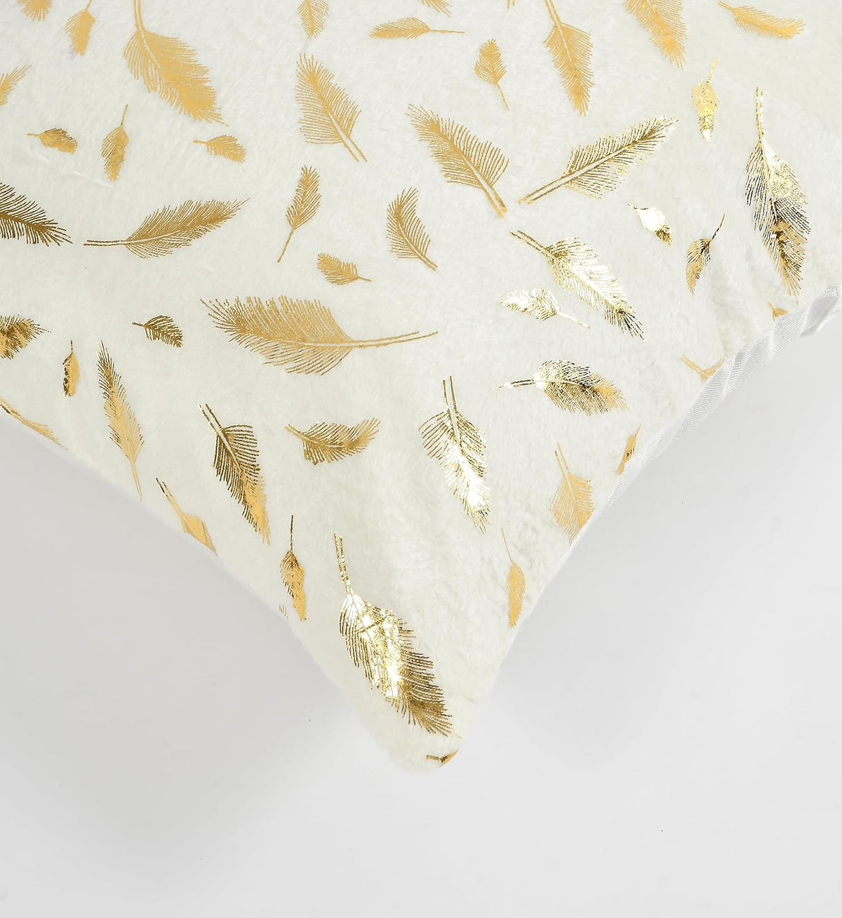 Luxury Soft Chenille Cushion Covers Set of 5 Floral Feather Print Decorative Pillow Covers | White | Sofa, Couch & Bed Décor OUCH CART