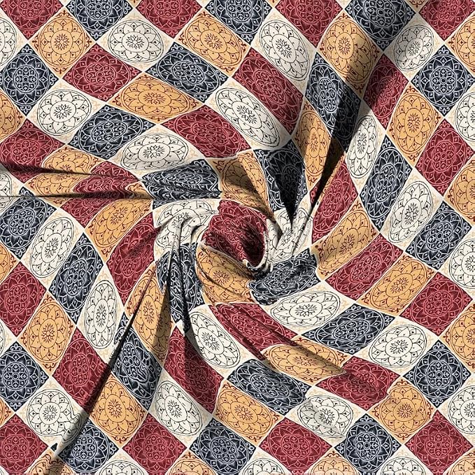 Premium Glace Cotton Single Bedsheet with 1 Pillow Cover | Geometric Print, 180 Thread Count Flat Sheet