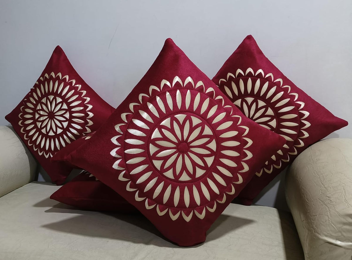Floral Cushion Covers Set of 5, 16 x 16 Inch Velvet Square Covers for Sofa & Bedroom