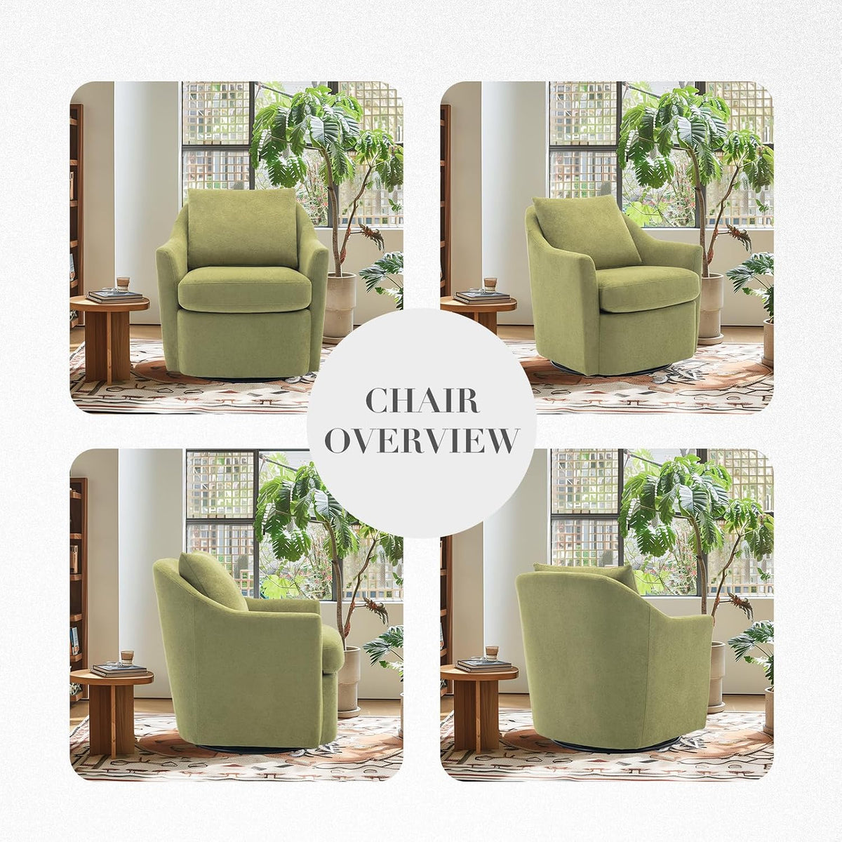 Upholstered Barrel Armchair with Metal Base for Living Room & Bedroom OUCH CART