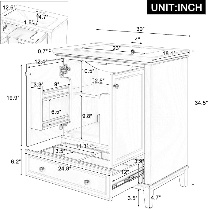 Ouch Cart Modern Blue Bathroom Vanity Cabinet