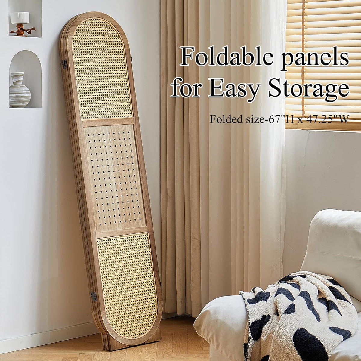 Foldable Wooden Privacy Partition with Storage & Display Design Ouch Cart