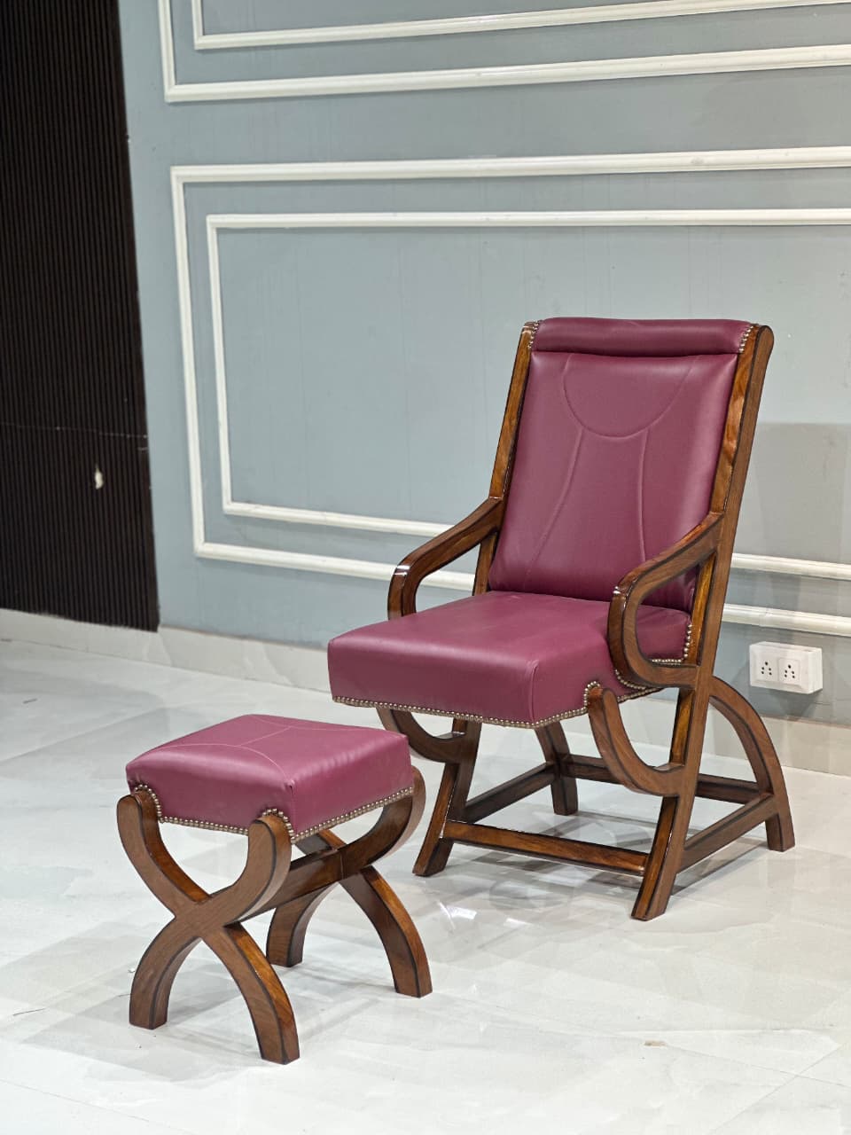 Wide Unique Back Design Armchair With Ottoman OUCH CART