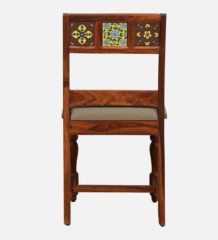 Sheesham Wood 6 Seater Dining Set In Honey Oak Finish With Cushioned Bench - Ouch Cart