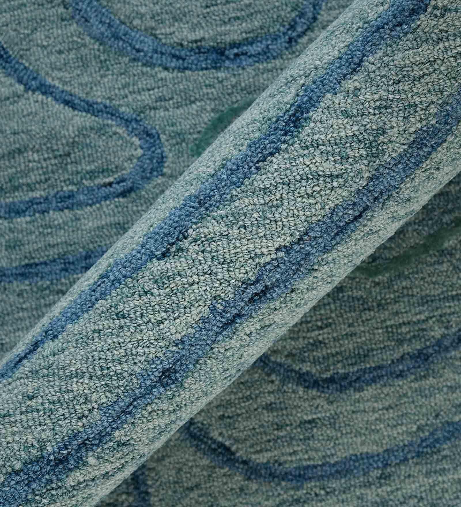 AQUA Wool & Viscose Canyan 8x10 Feet Hand-Tufted Carpet - Rug - Ouch Cart