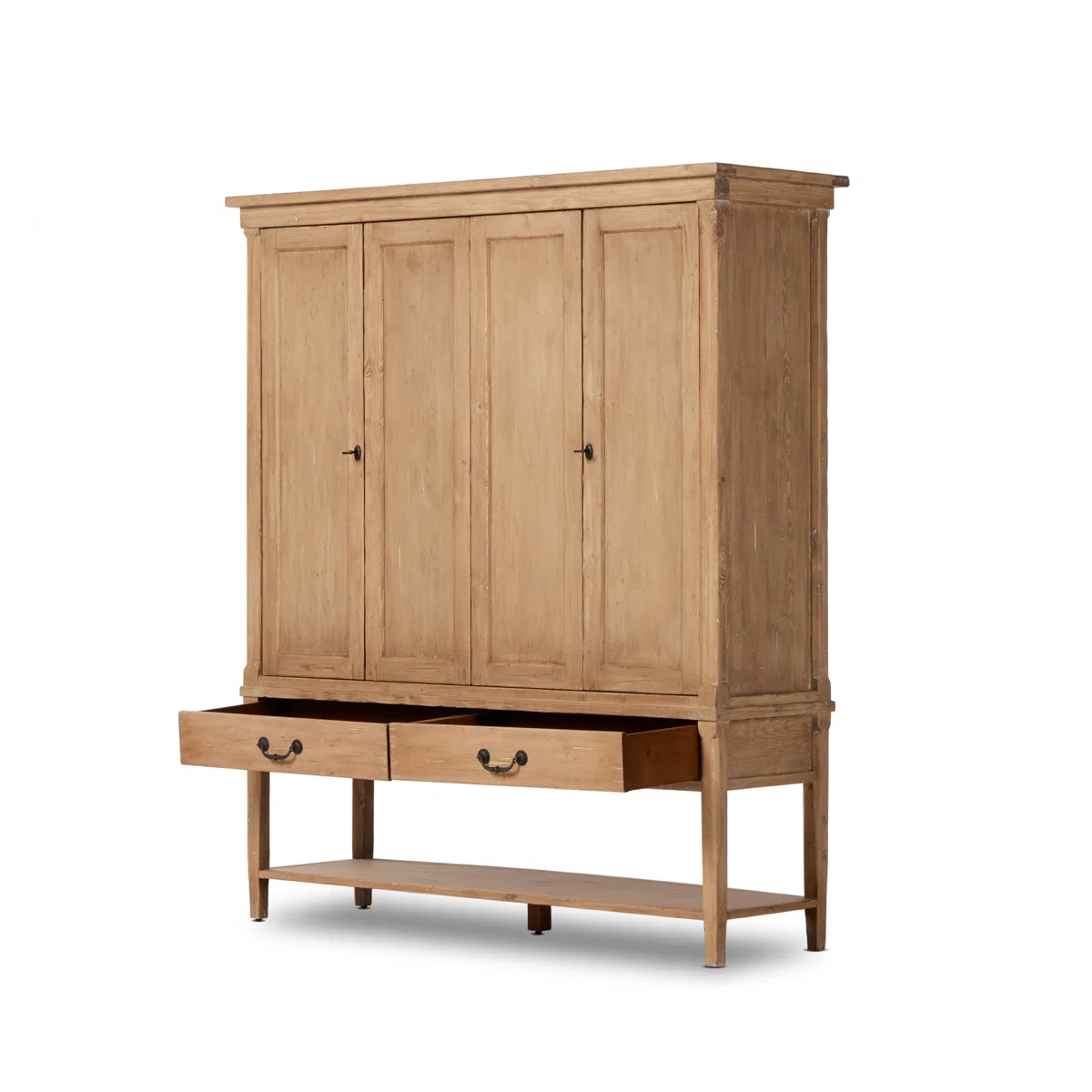 Annabel 4-Door Solid Wood Wardrobe Armoire Minimalist Stylish Storage OUCH CART