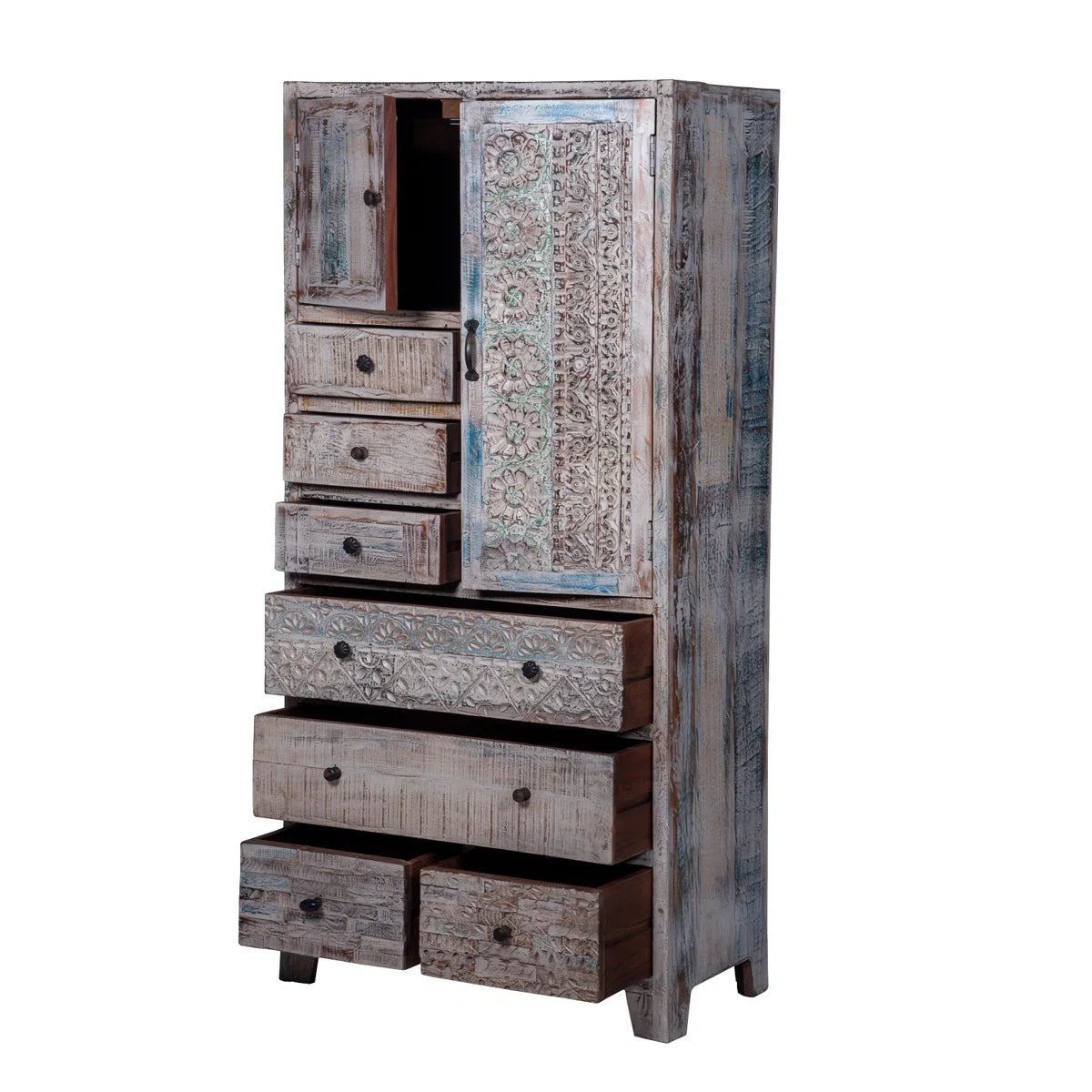 Eilidhi Wooden Armoire Solid Wood Wardrobe Stylish Bedroom Furniture Ouch Cart