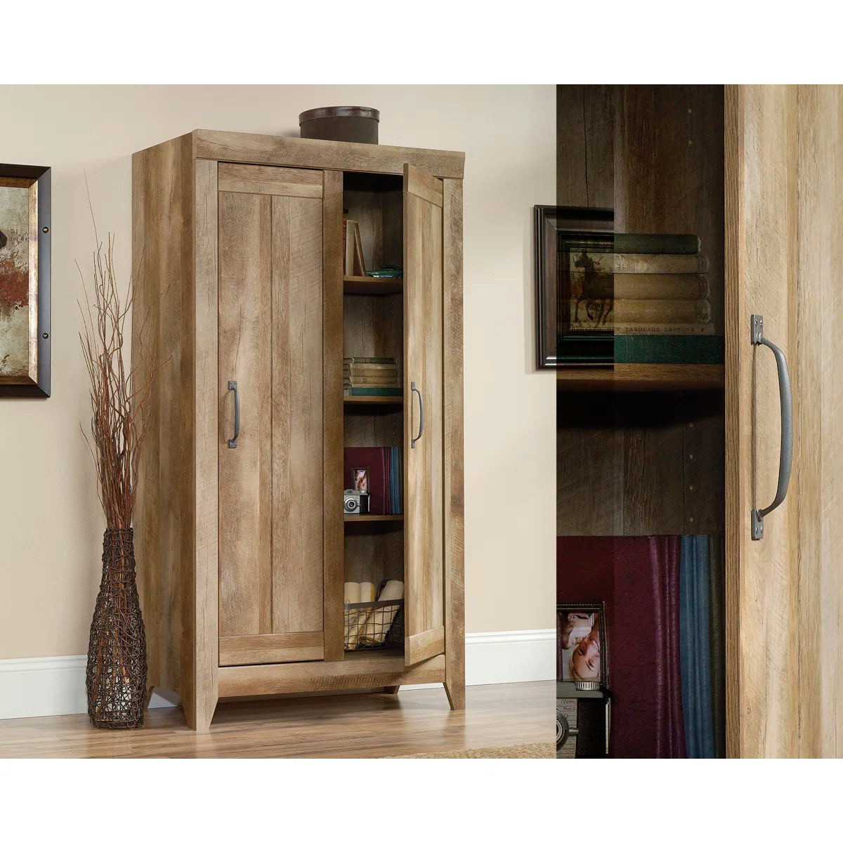 Fullon Wide Wooden Storage Cabinet – Contemporary Organizer with Shelves & Doors-OUCH CART |Wardrobe