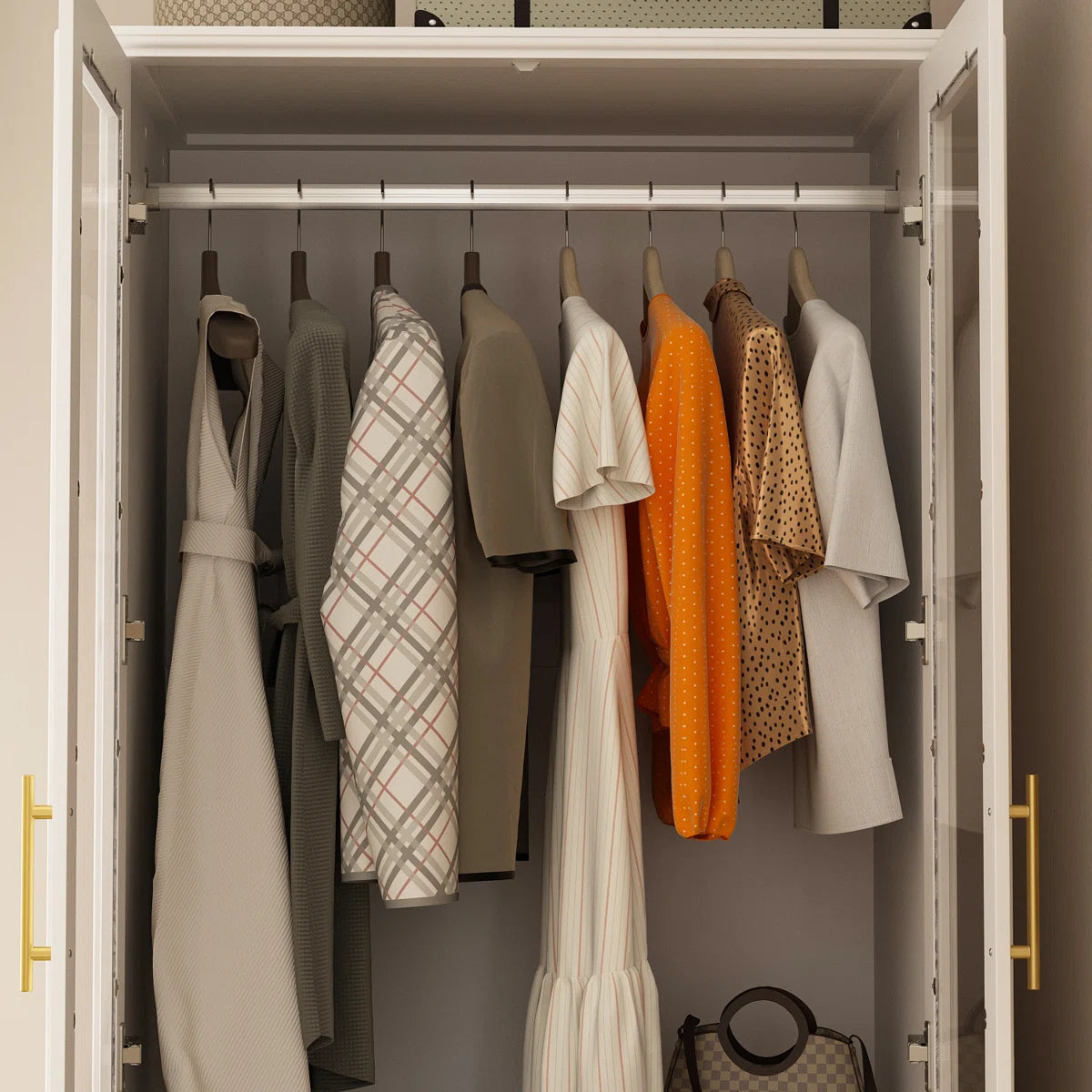 Durable Armoire Spacious Modern Bedroom Wardrobe OUCH CART