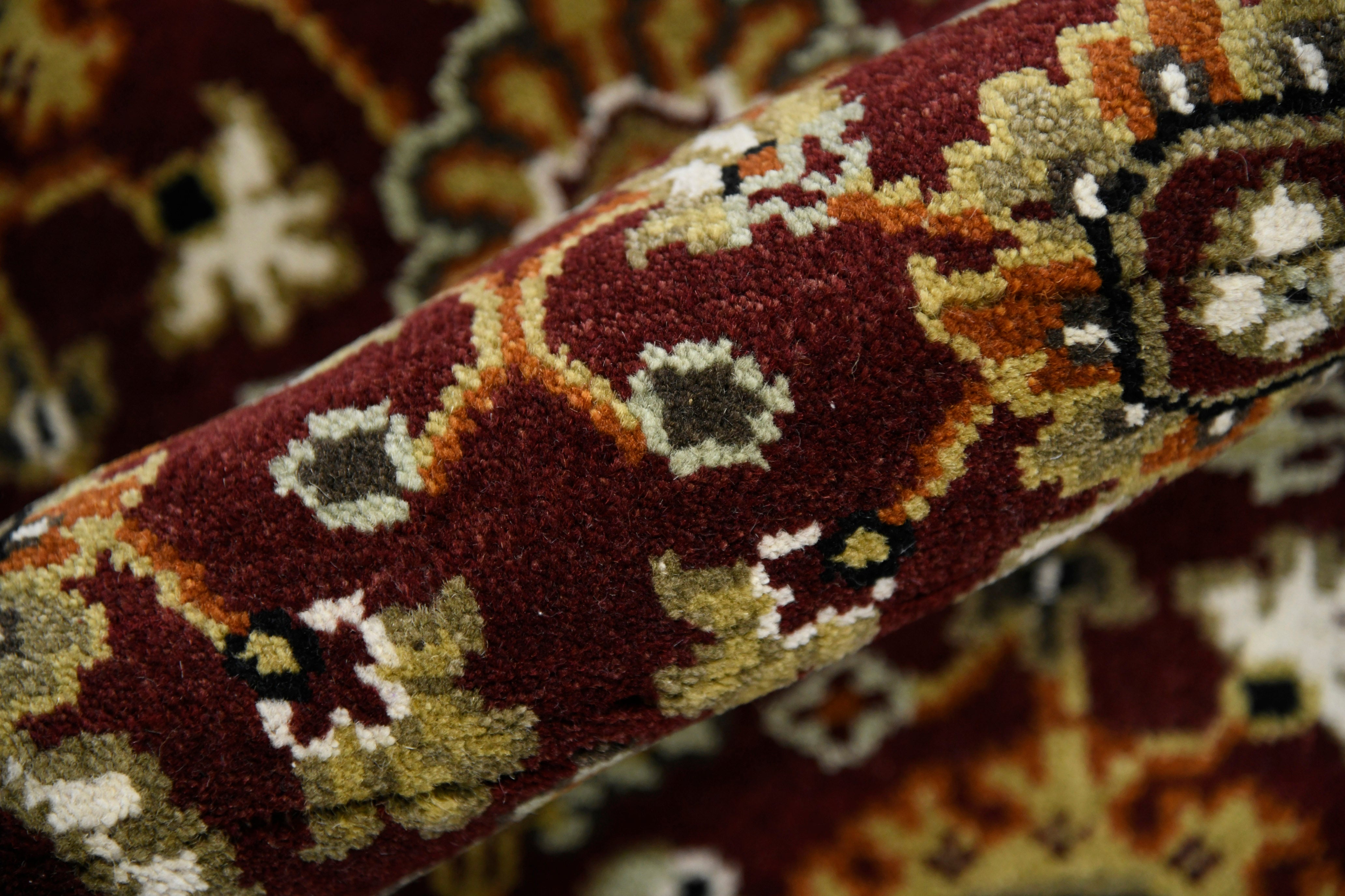 Luxor Classic Pattern Hand Knotted Rectangle Anti-Skid Designer Carpet, Prayer Rug For Office Cabins, Small Living Spaces - 2'X3'