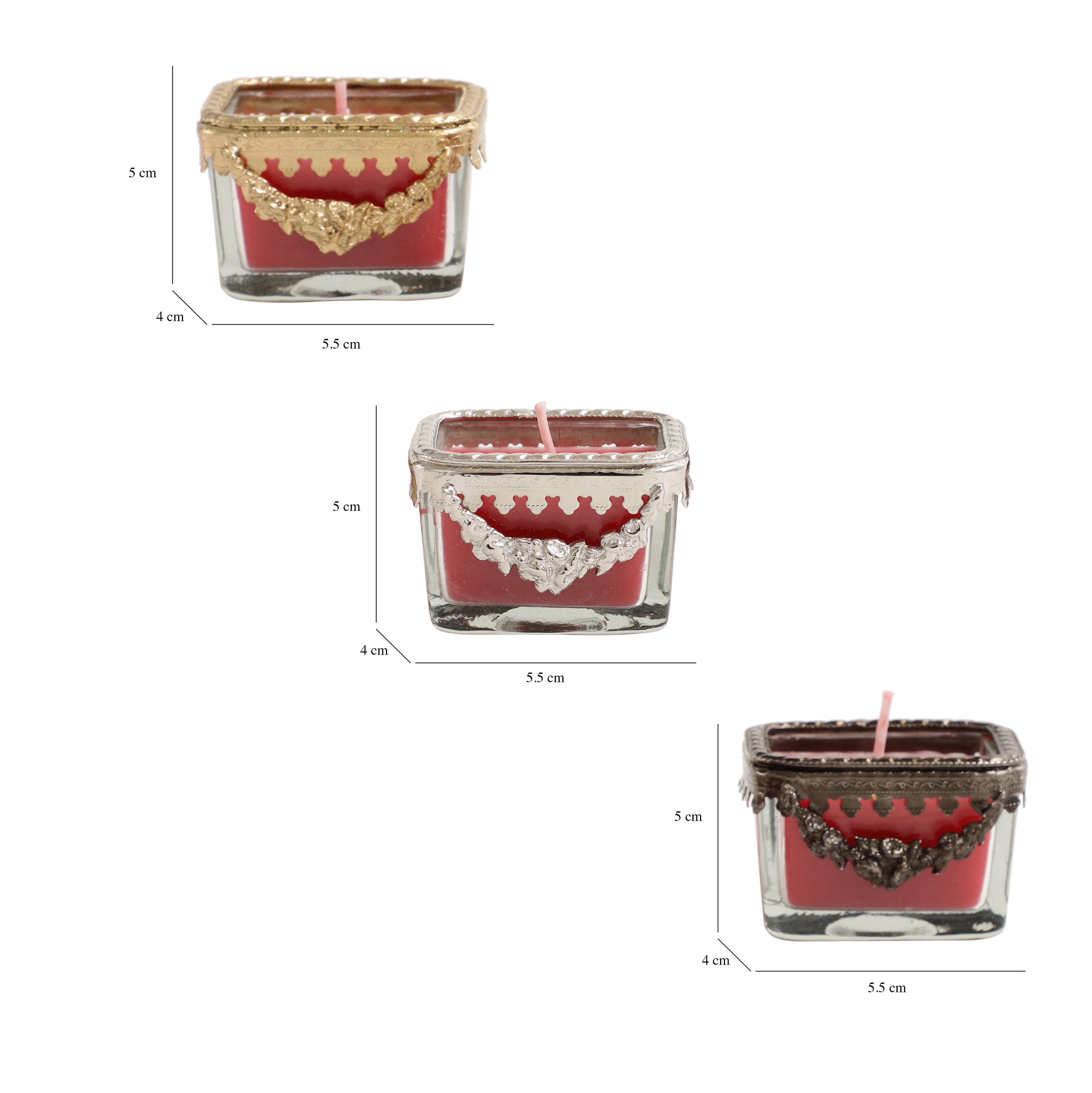 cherry blossom red scented candle glass jar with Silver ring M.M.I. OVERSEAS