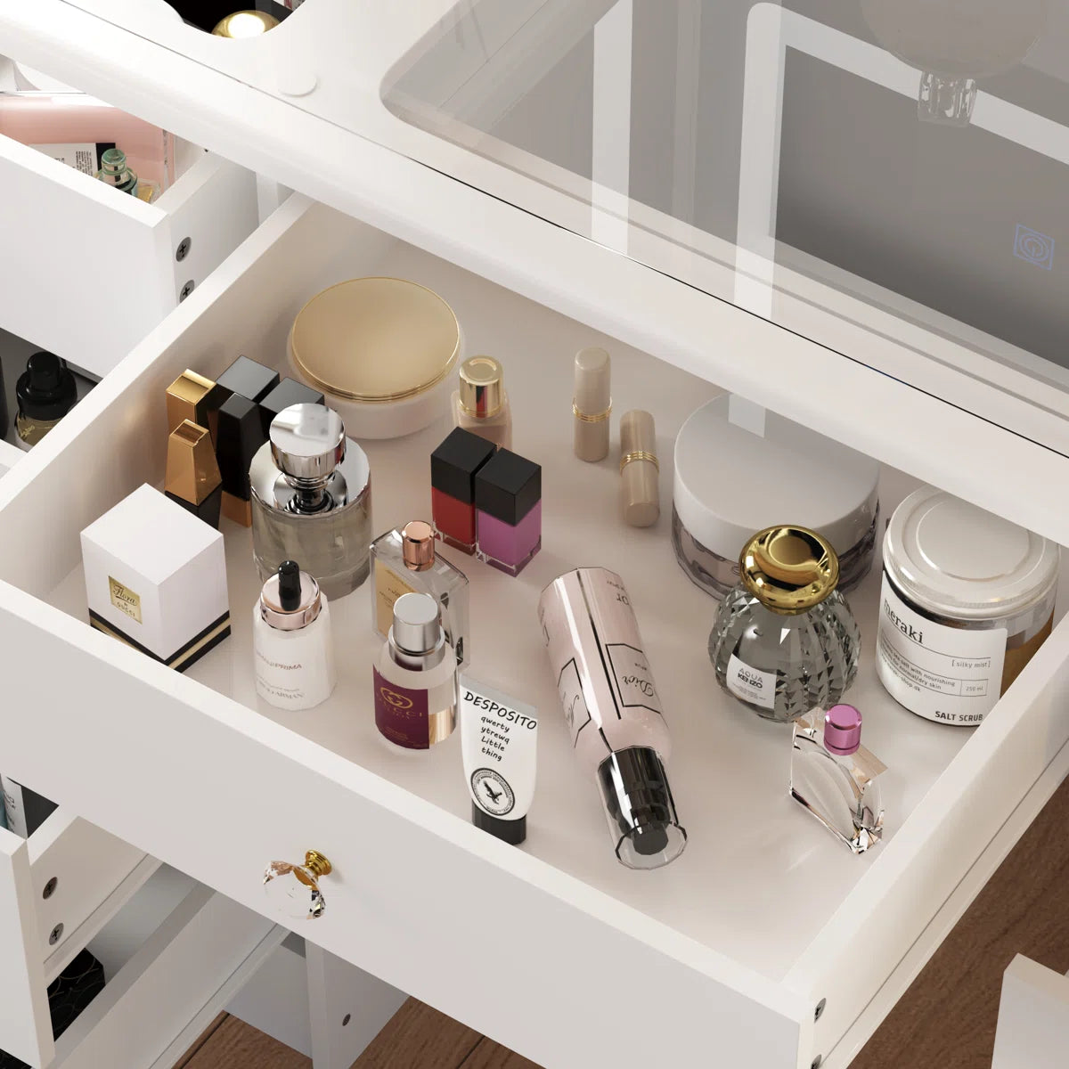 Luxury Makeup Vanity Desk with LED Lights and Storage