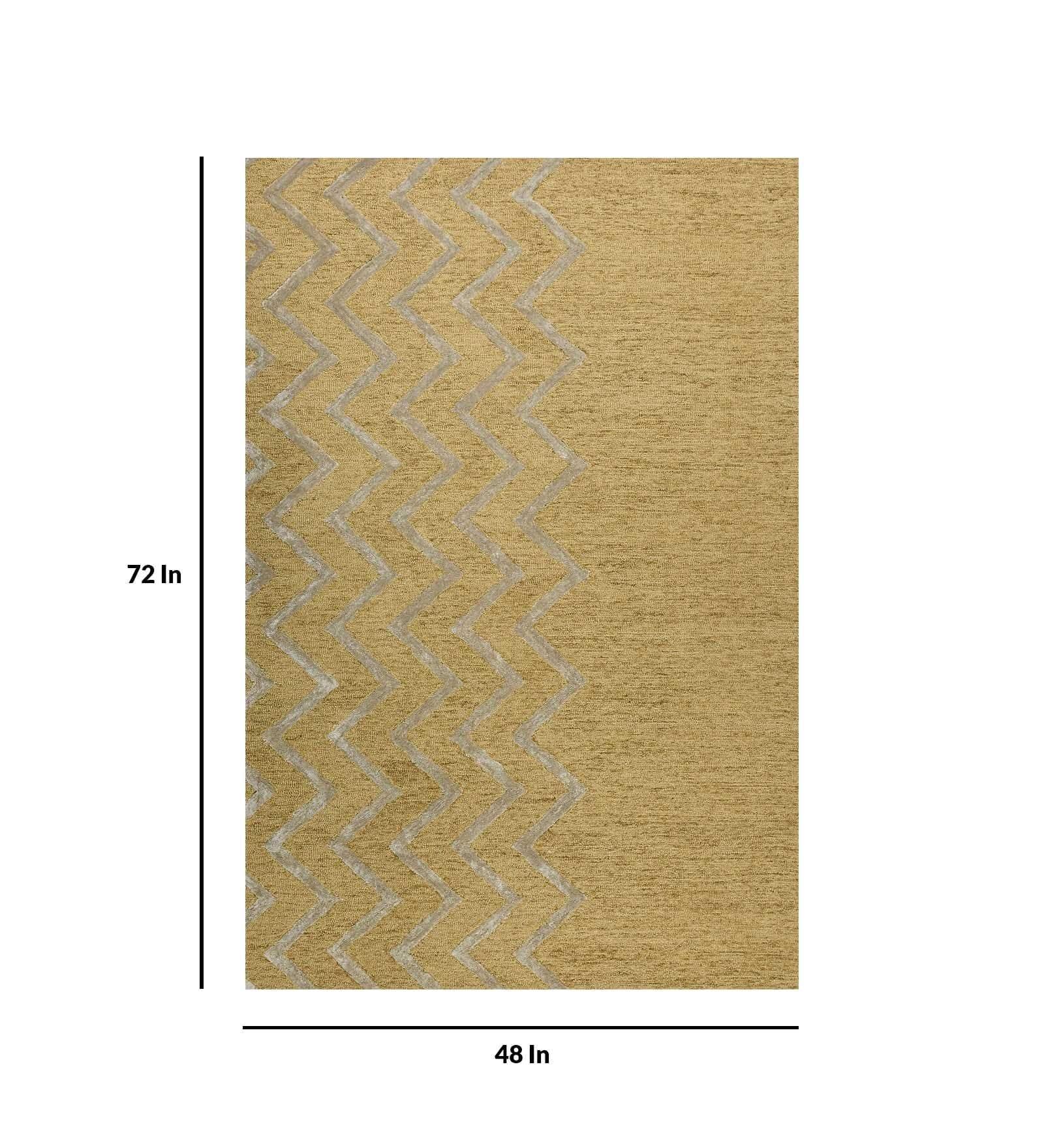 GOLD Wool & Viscose Canyan 4x6 Feet Hand-Tufted Carpet - Rug - Ouch Cart