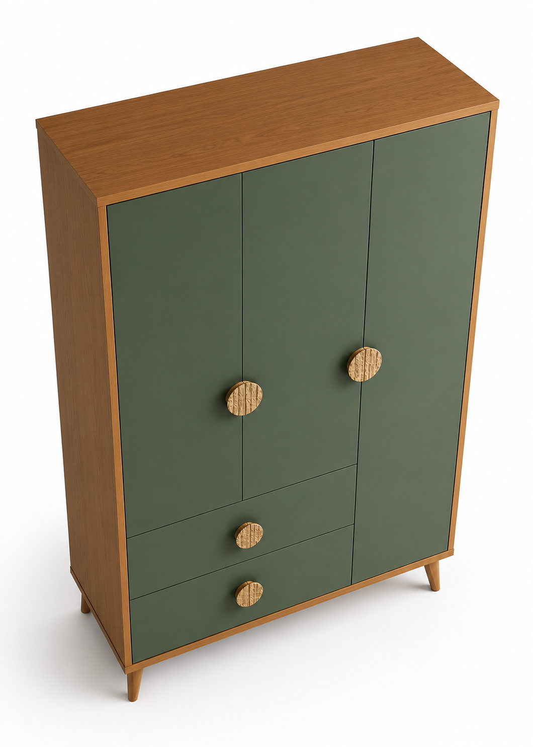 Modern 3 Door Wooden Wardrobe with 2 Drawers OUCH CART